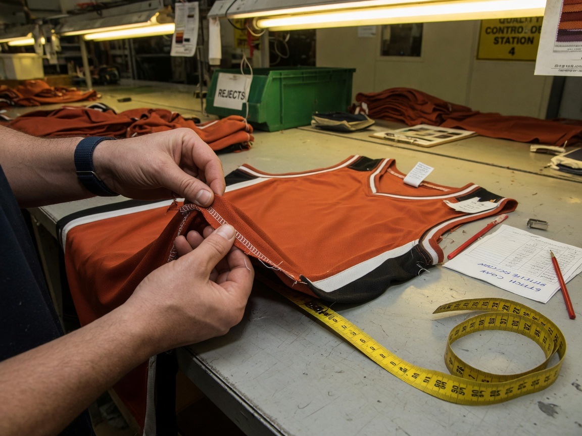 Quality inspection on a basketball jersey
